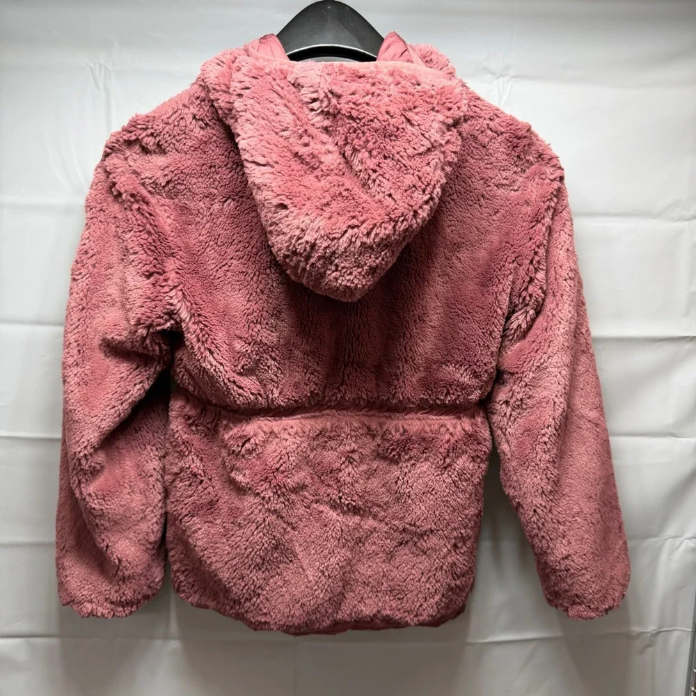 The North Face Girls Pink Reversible Mossbud Swirl Hooded Jacket S 7/8 NF0A7UMS